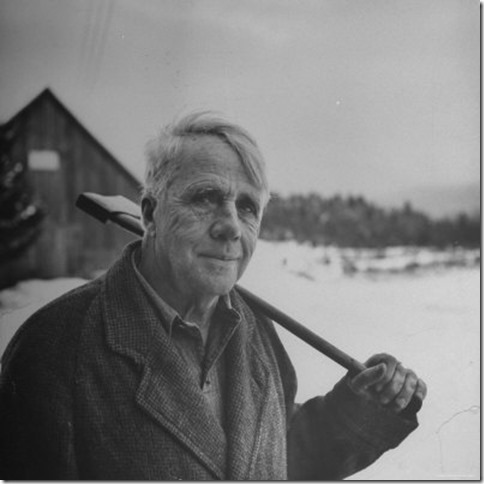 Robert Frost with axe
