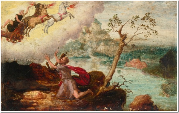 Elijah and the angel with a firey chariot