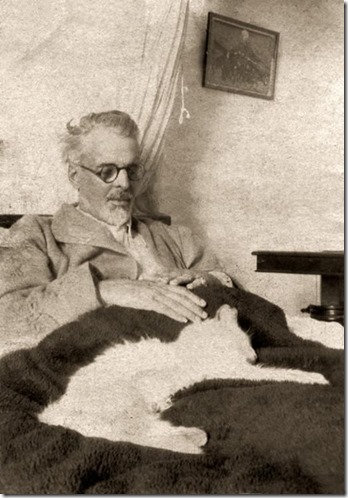 William Butler Yeats with cat