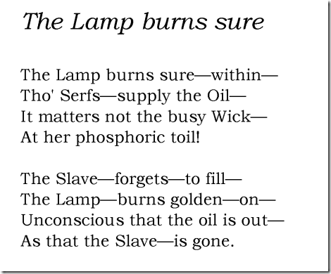 The Lamp burns sure
