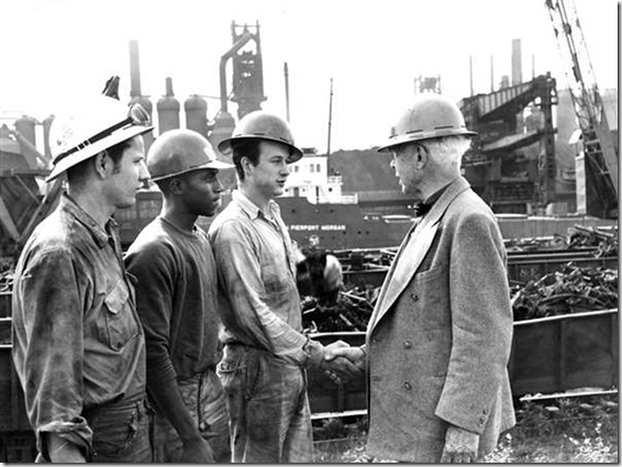 Carl Sandburg on the work site