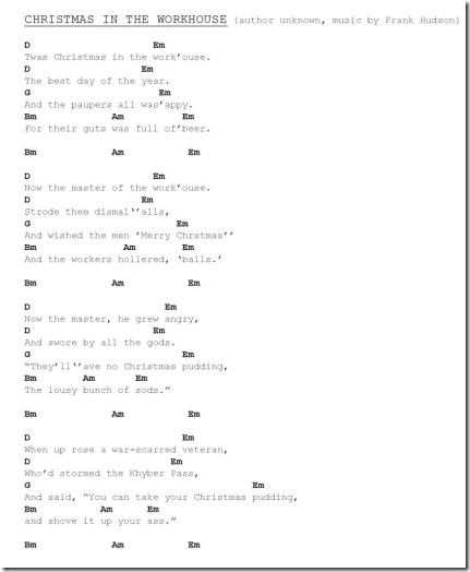 Christmas in the Workhouse chords