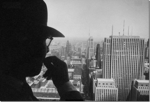 Carl Sandburg looks out on midcentury Chicago