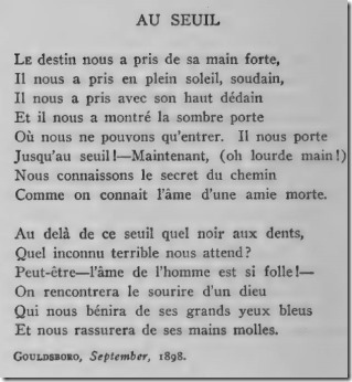 At the Threshold as published in French