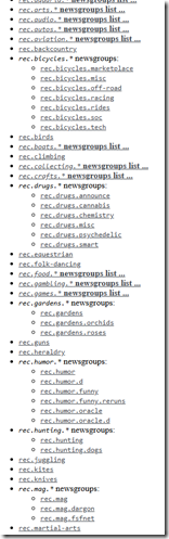 short list of rec newsgorups
