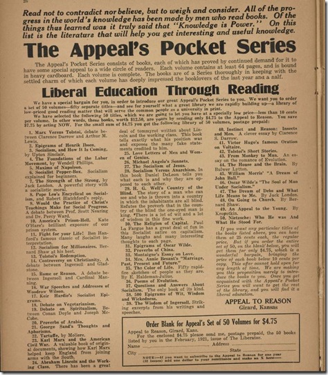 Book Series Ad in Feb 1921 Liberator